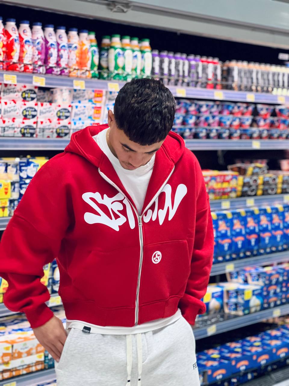 oversized red zipper