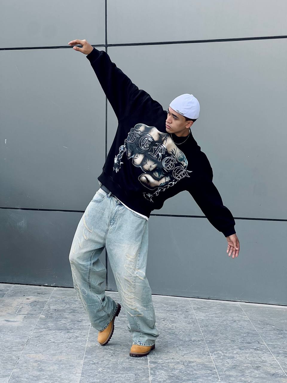 Black Graphic Crewneck