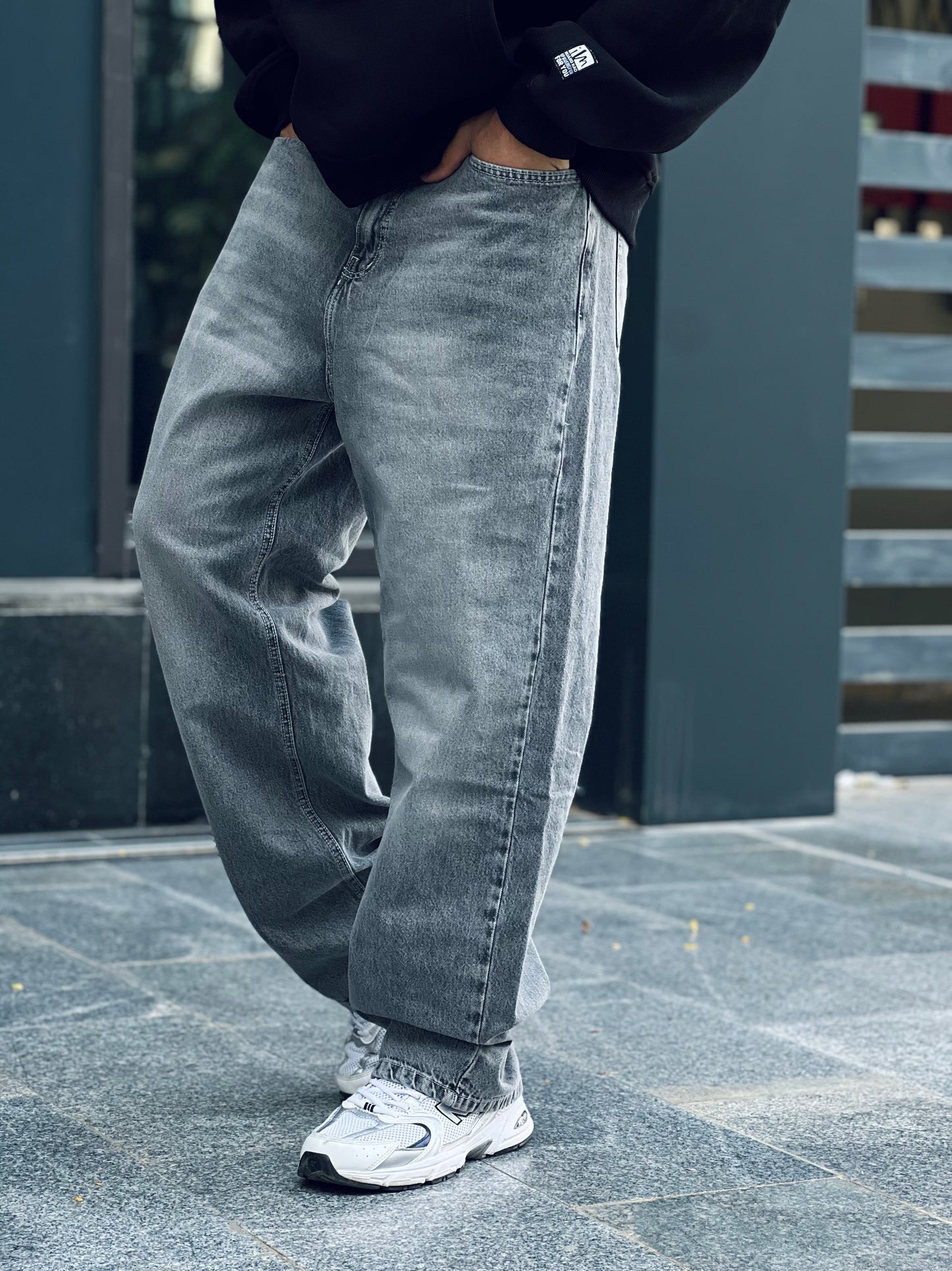 Gray Basic Wide Leg