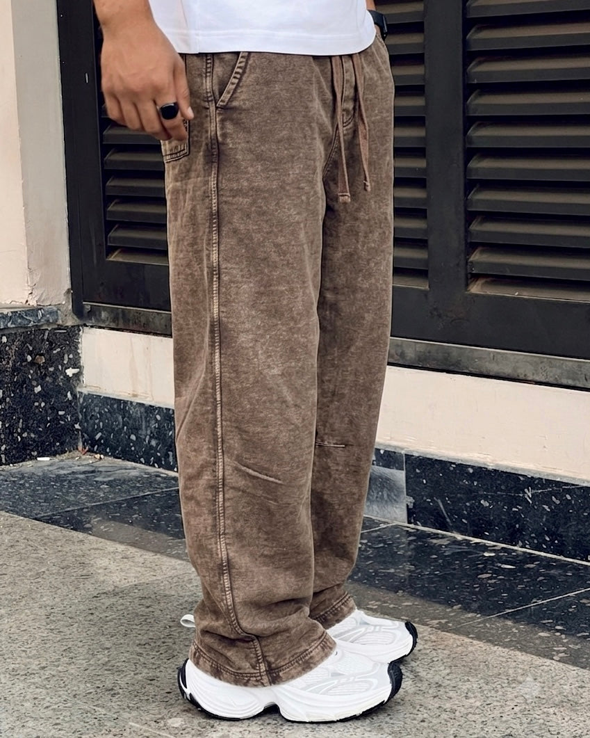 washed brown sweatpants