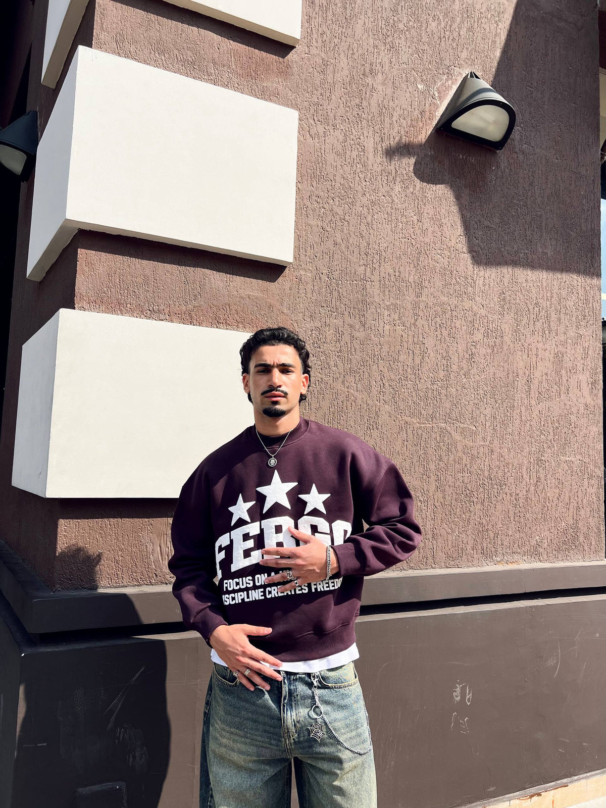 Triple Star Crewneck – Burgundy
