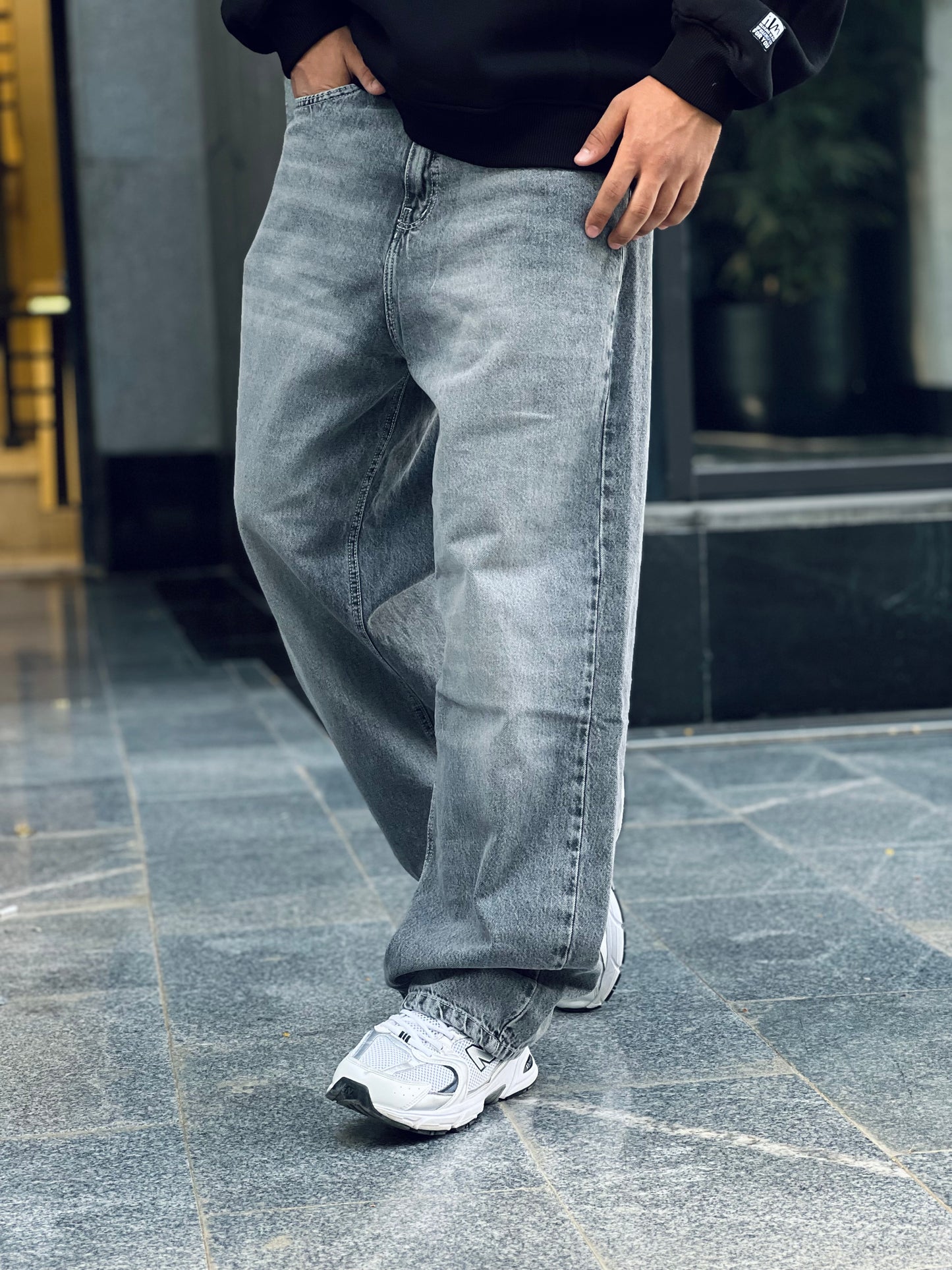 Gray Basic Wide Leg