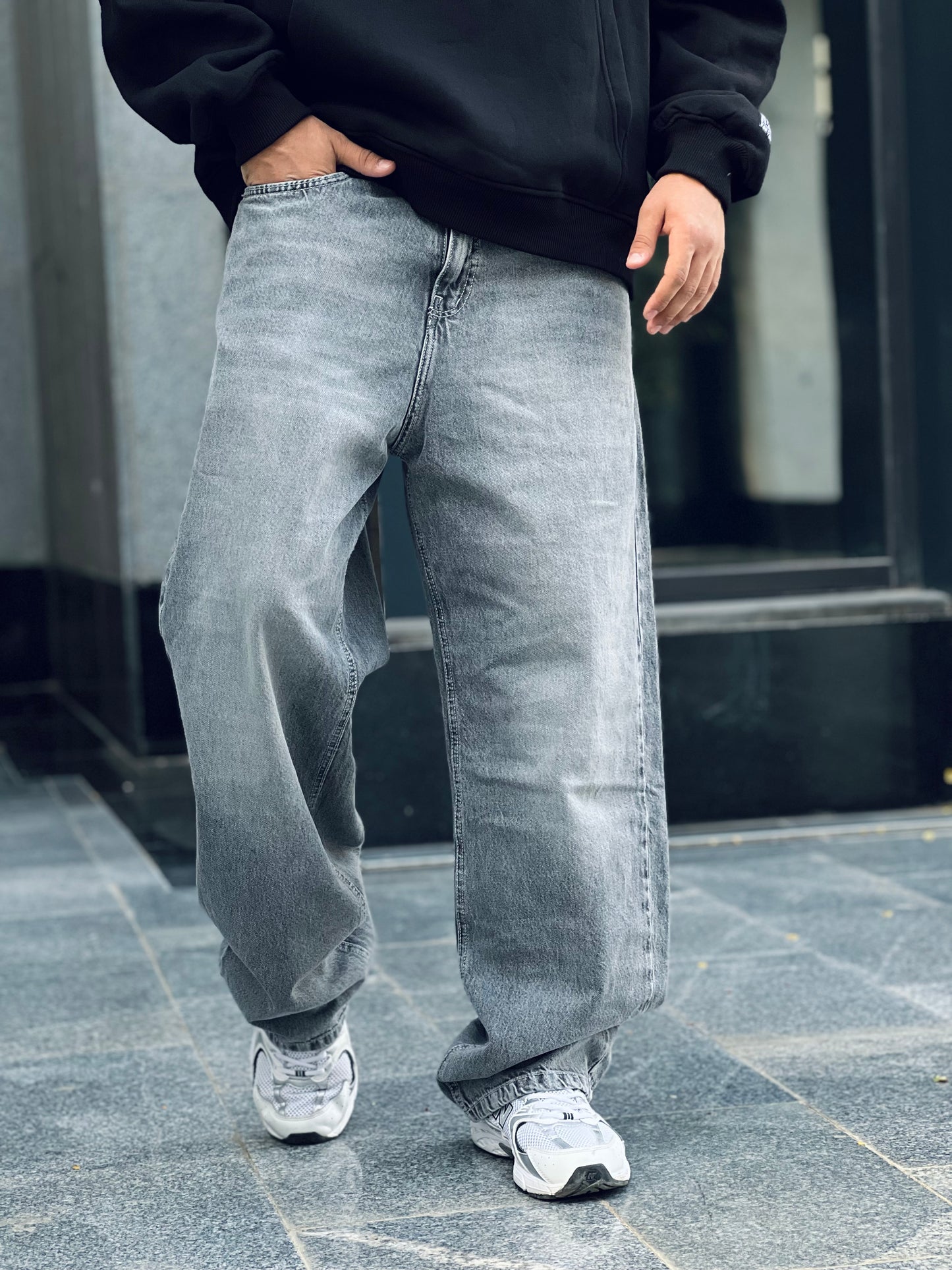Gray Basic Wide Leg