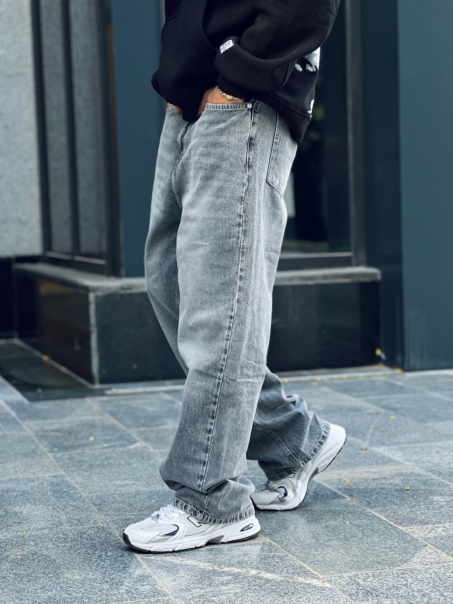 Gray Basic Wide Leg