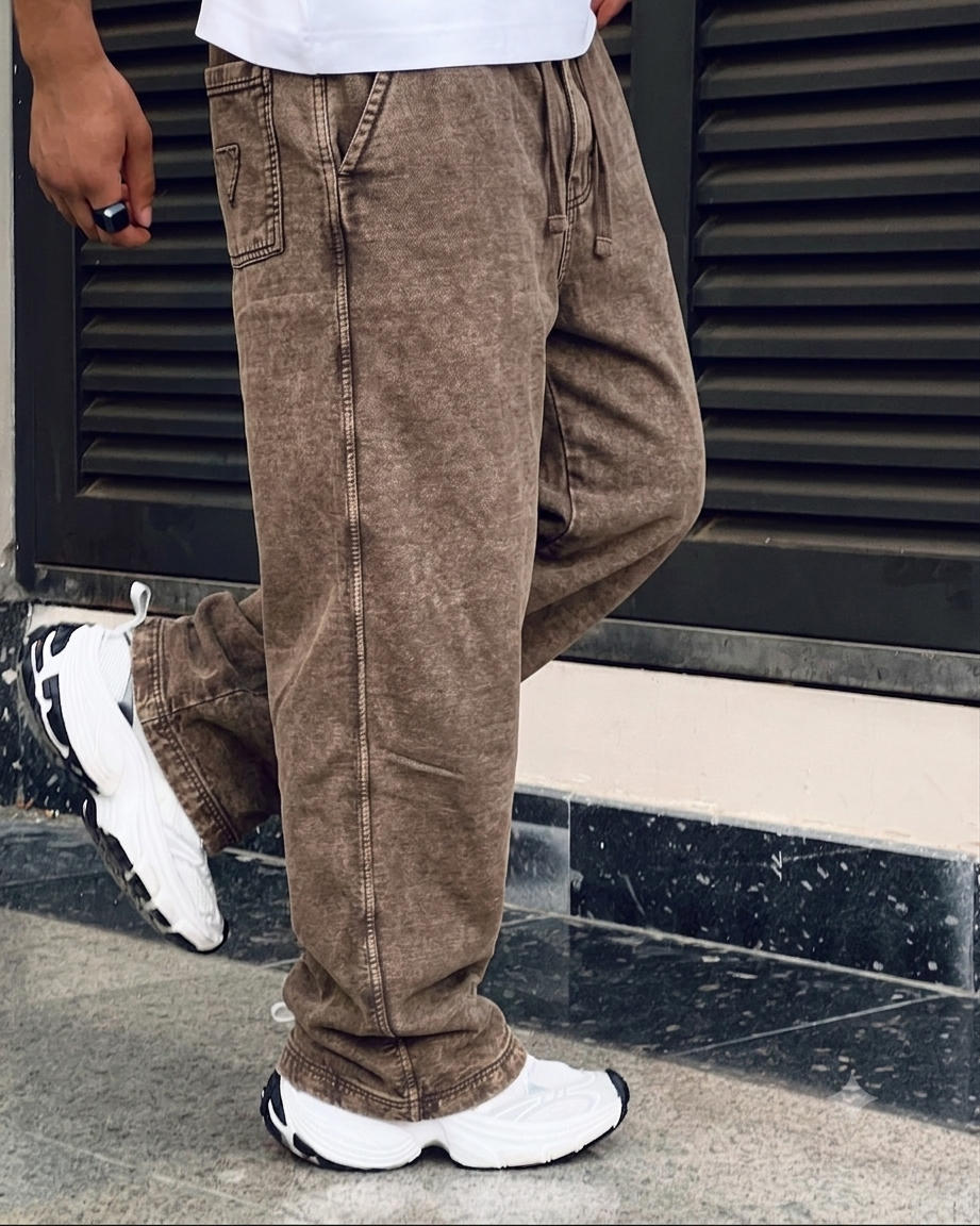 washed brown sweatpants