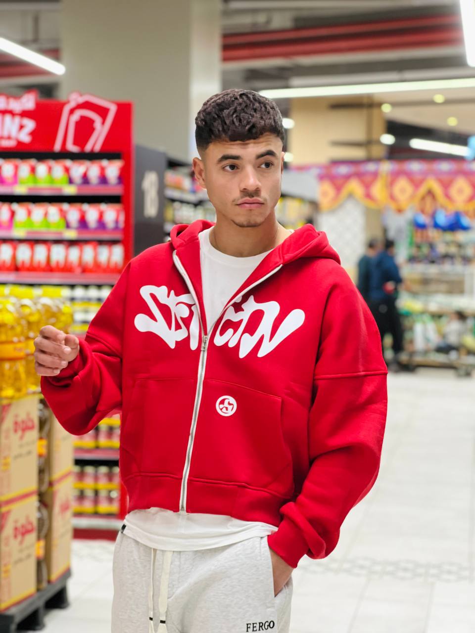 oversized red zipper