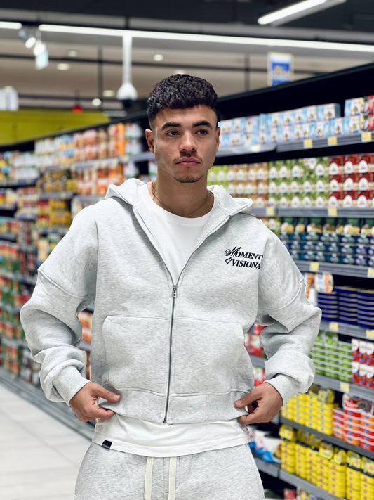 oversized gray zipper