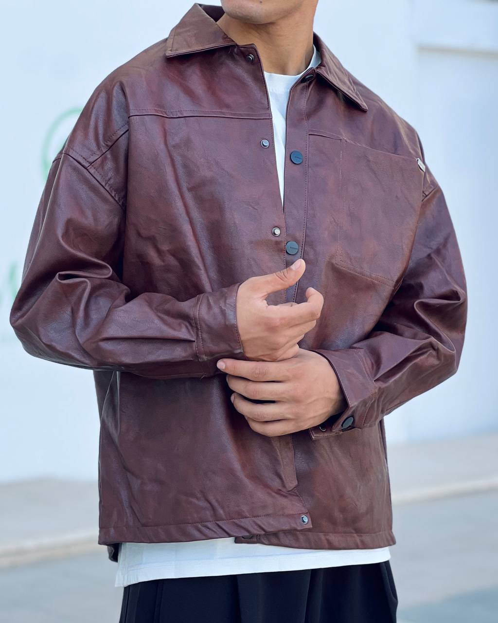 boxy brown jacket