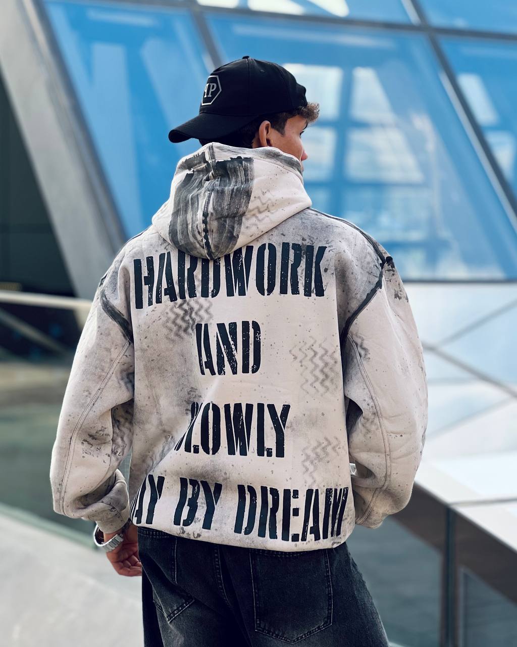 Oversized beige hoodie