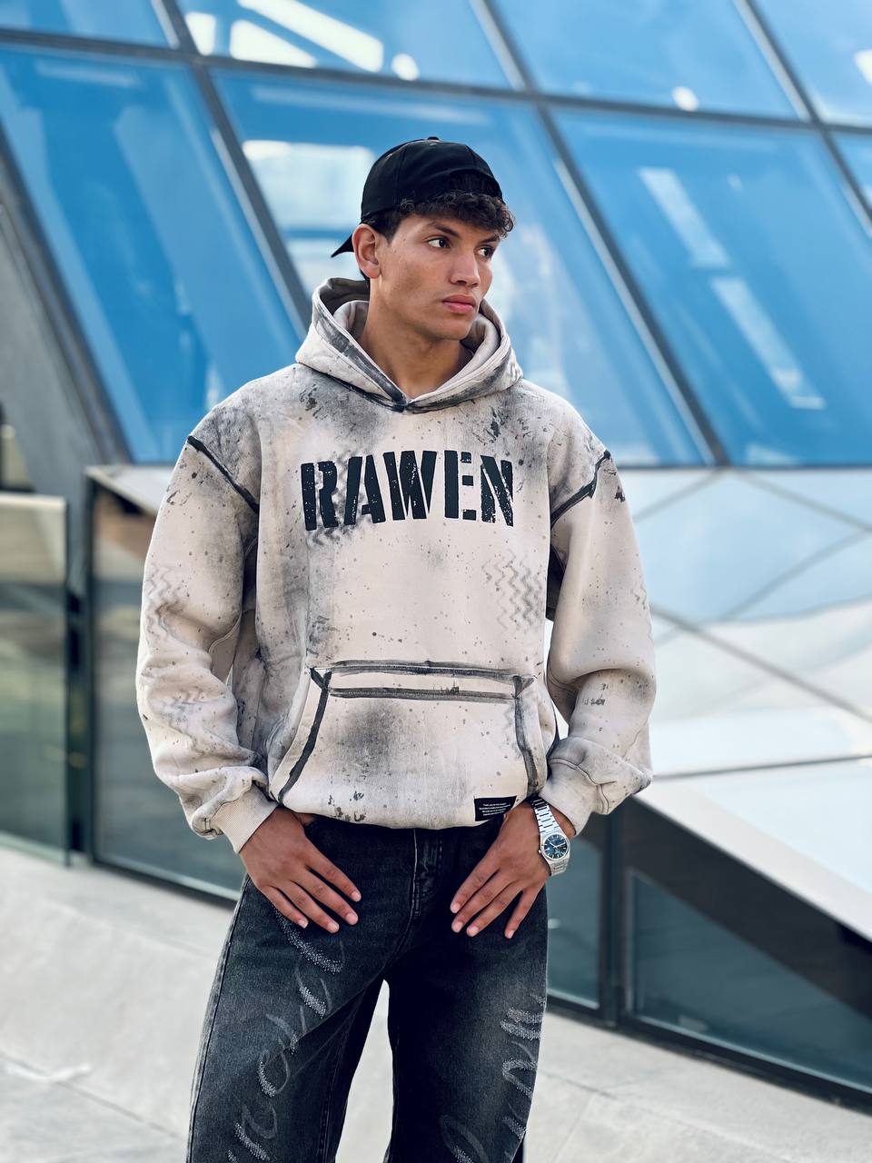 Oversized beige hoodie