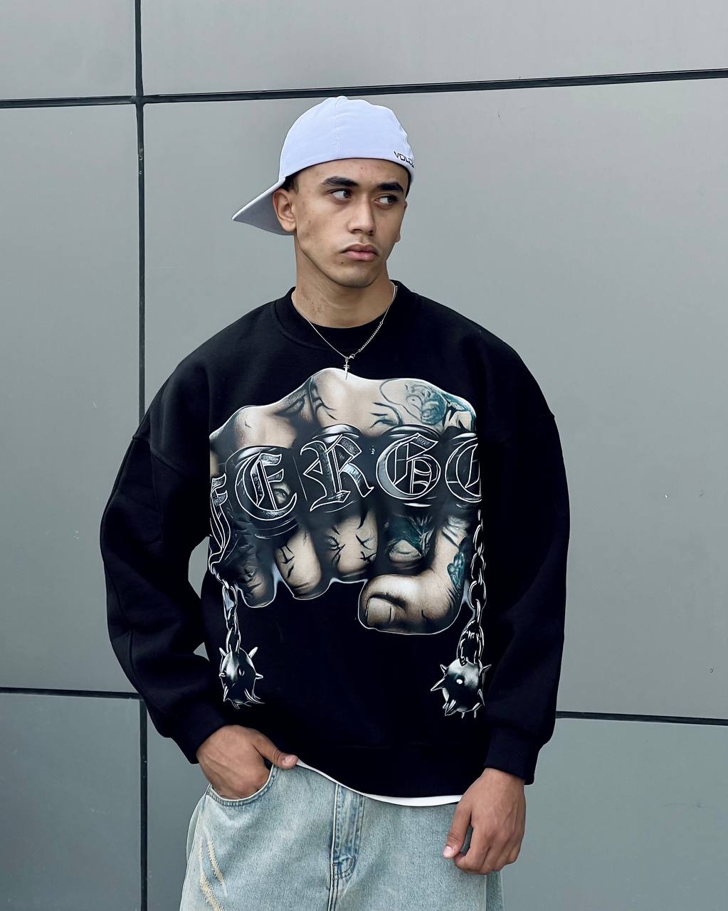 Black Graphic  Crewneck