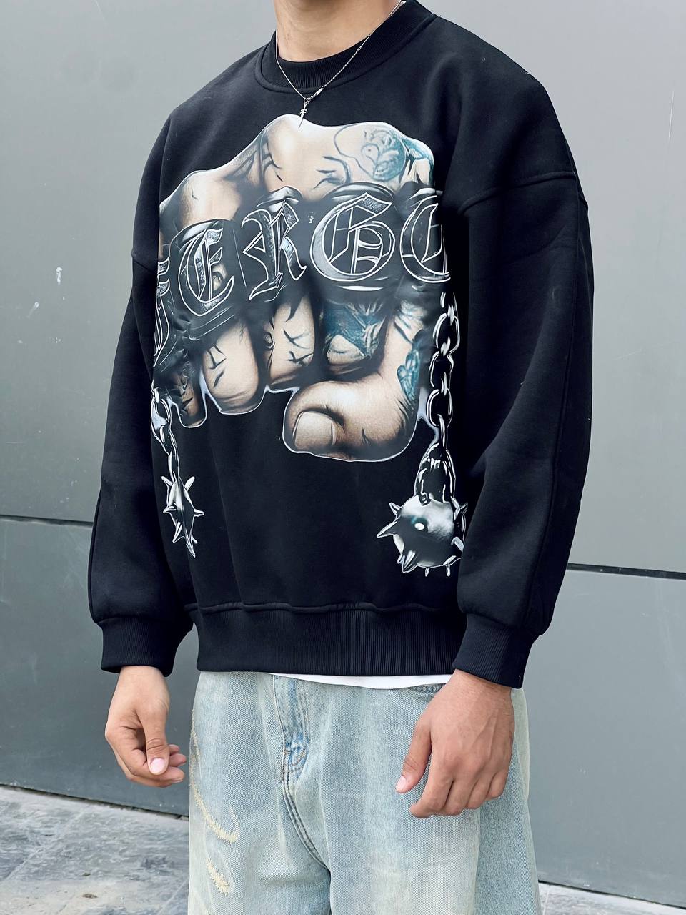 Black Graphic  Crewneck