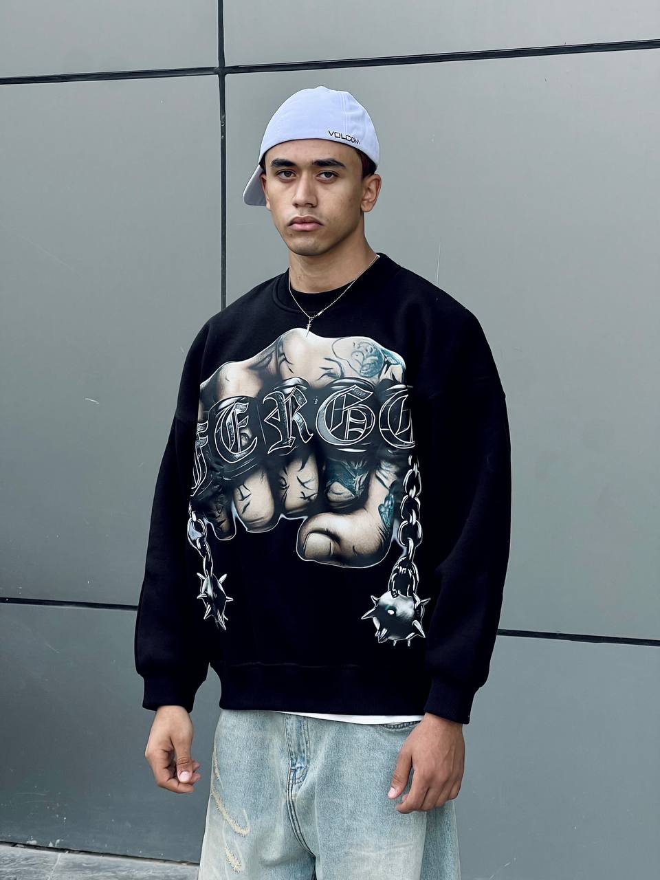 Black Graphic  Crewneck