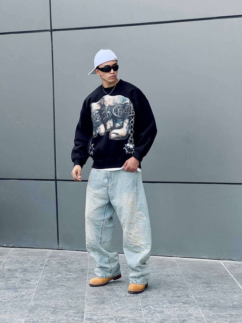 Black Graphic  Crewneck