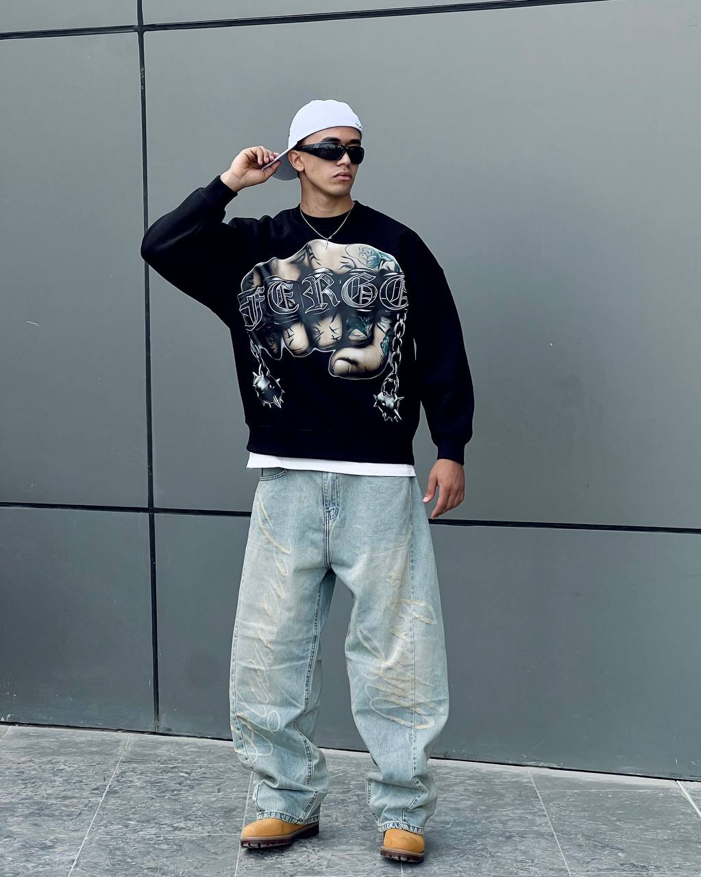 Black Graphic  Crewneck