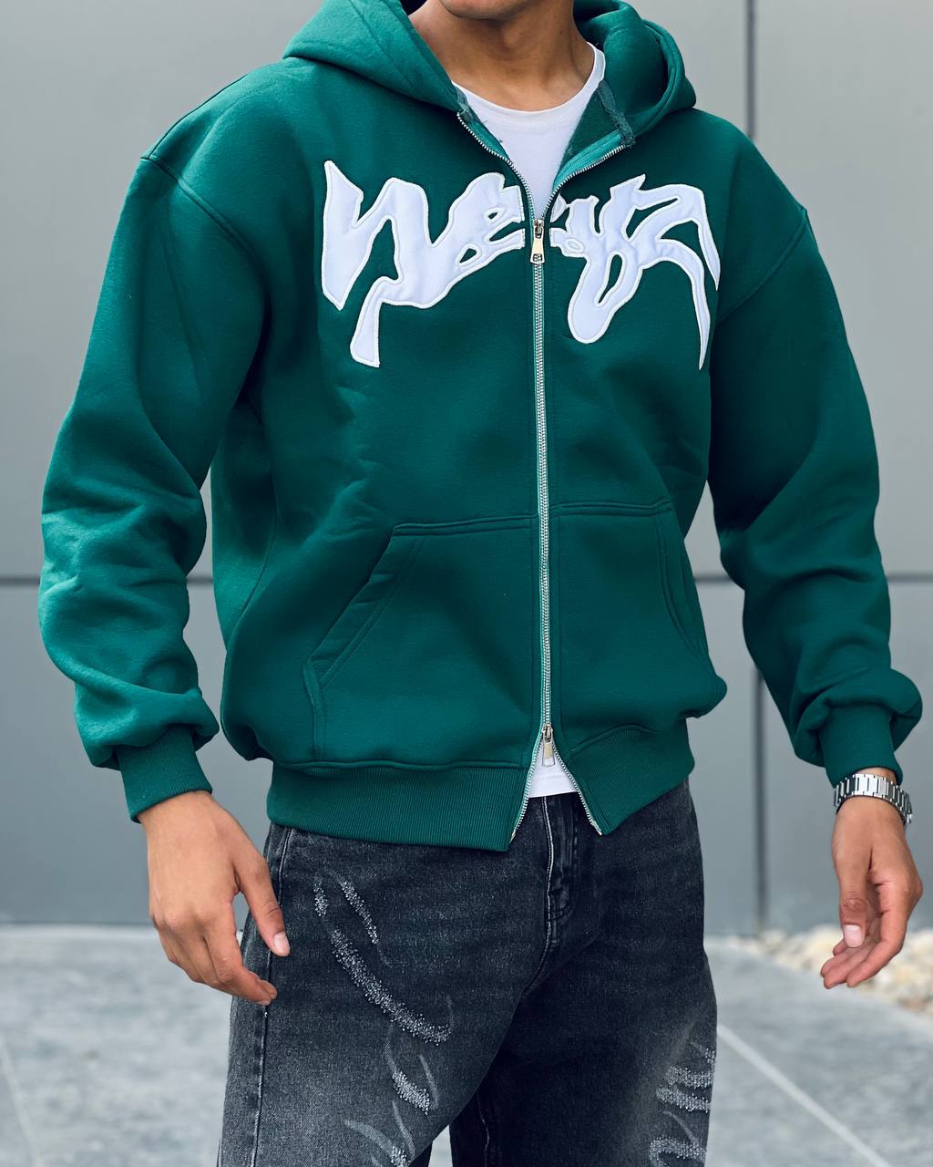 Green zipper hoodie