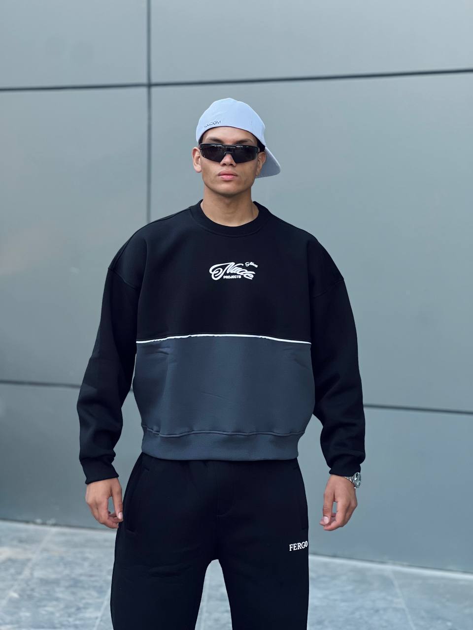 boxy black crewneck