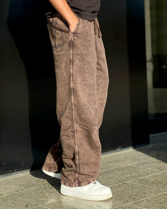 washed brown sweatpants
