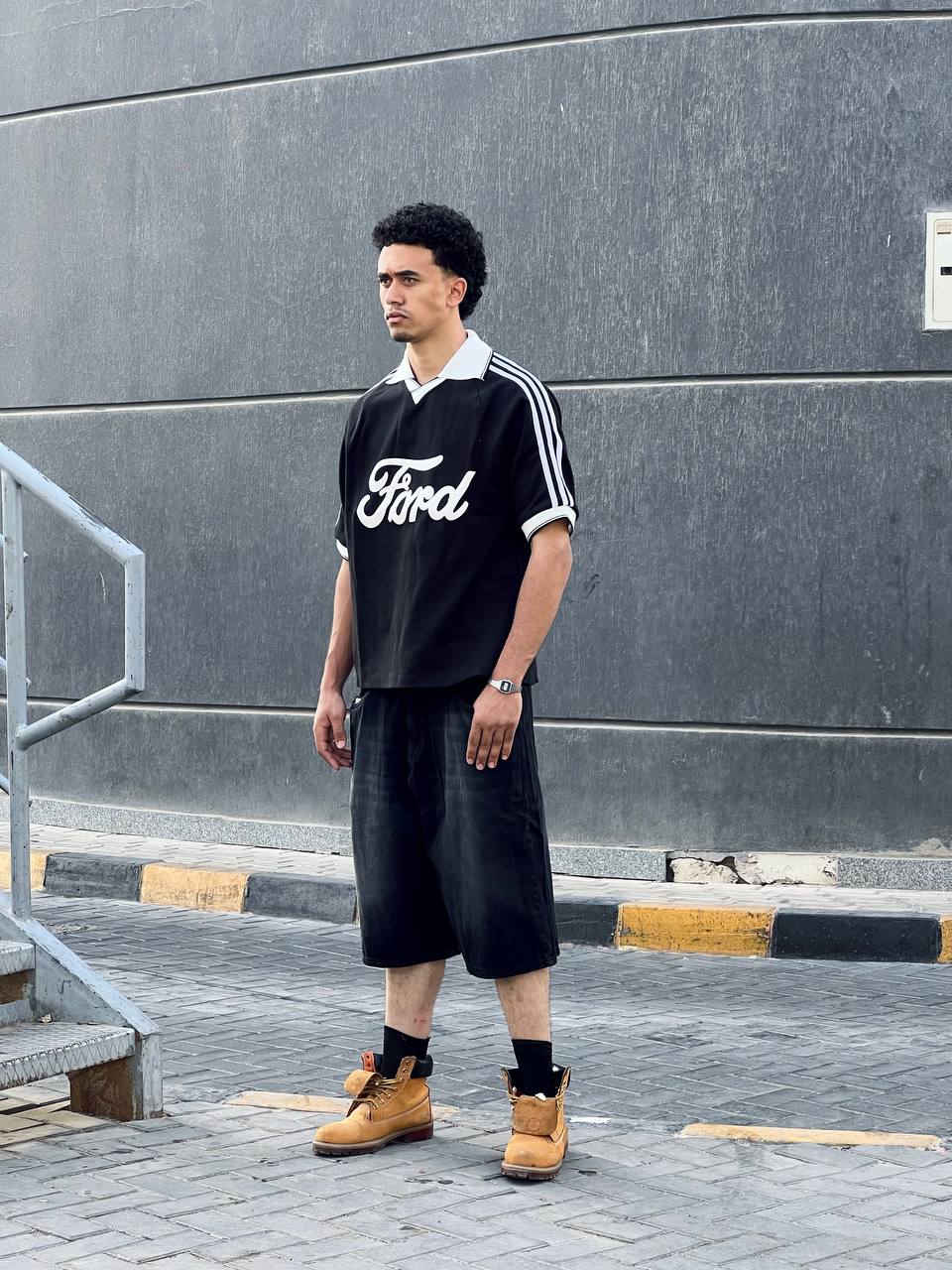 Striped black polo
