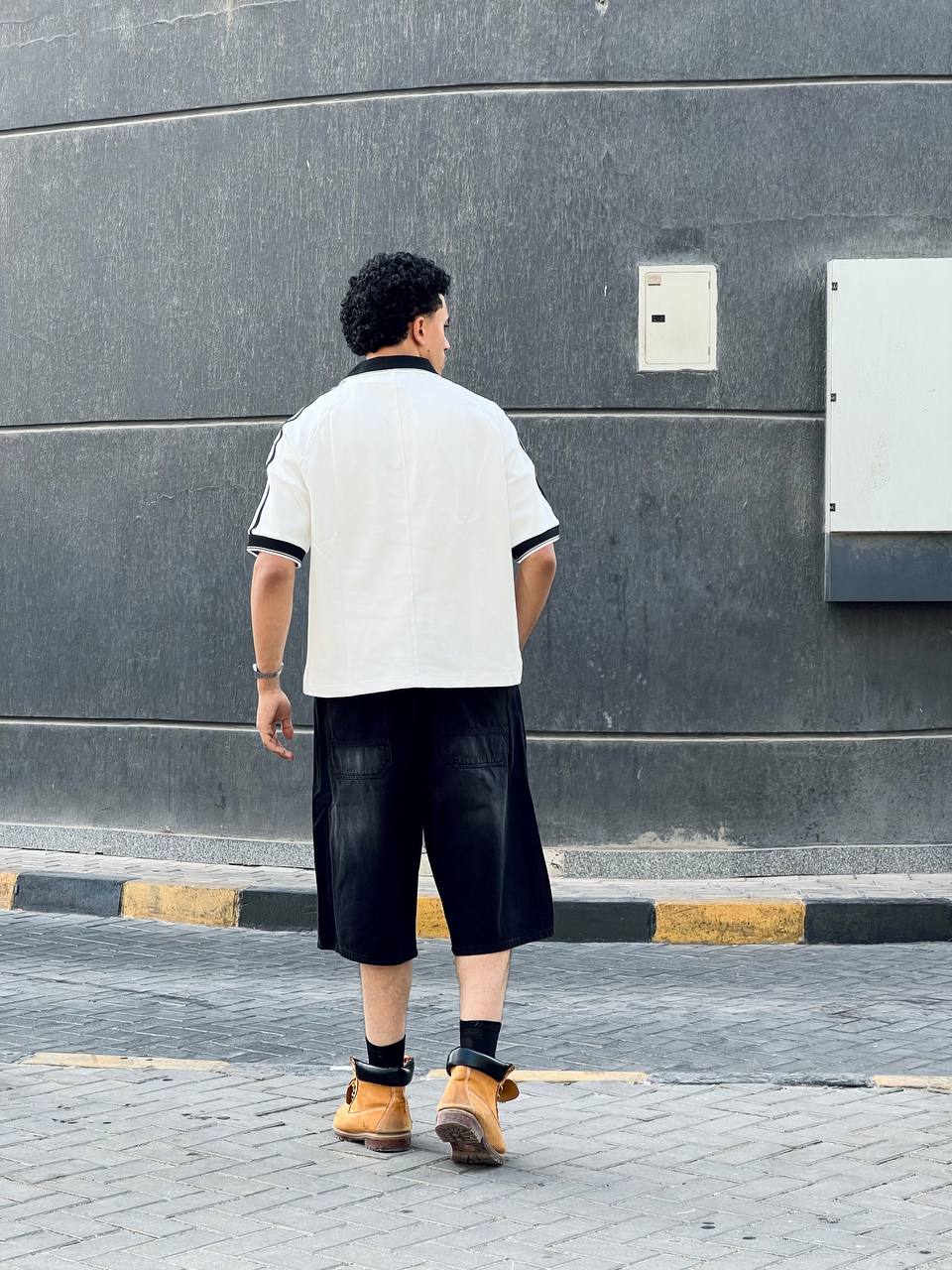 Striped white polo