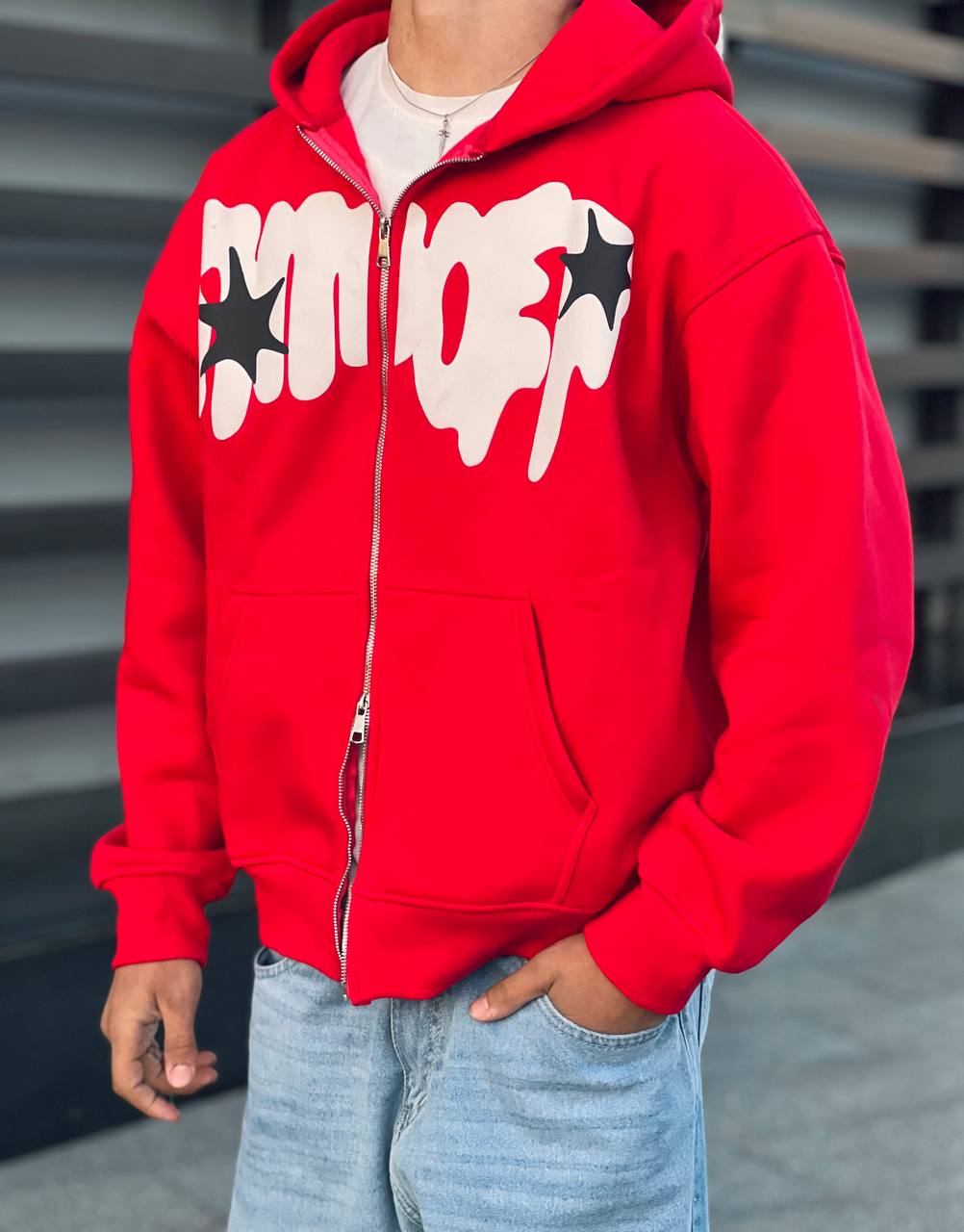Red zipper hoodie