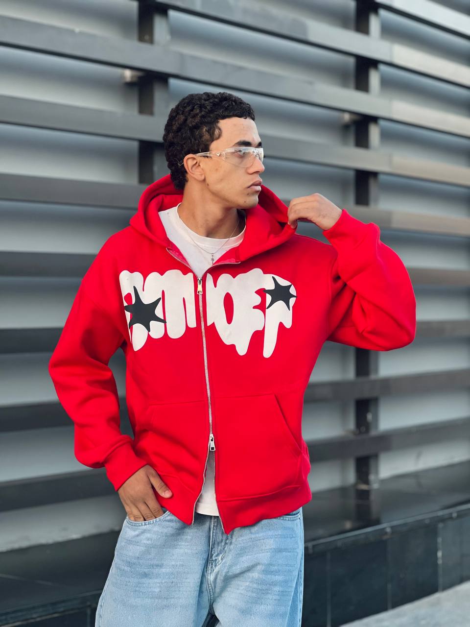 Red zipper hoodie