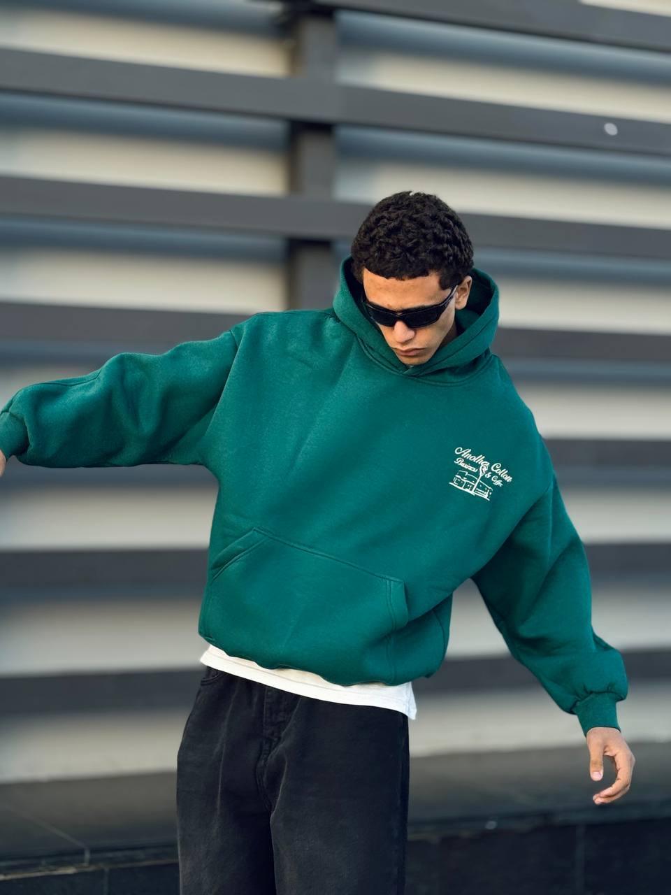 oversized green hoodie