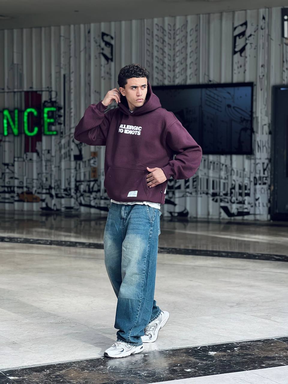 Oversized burgundy hoodie