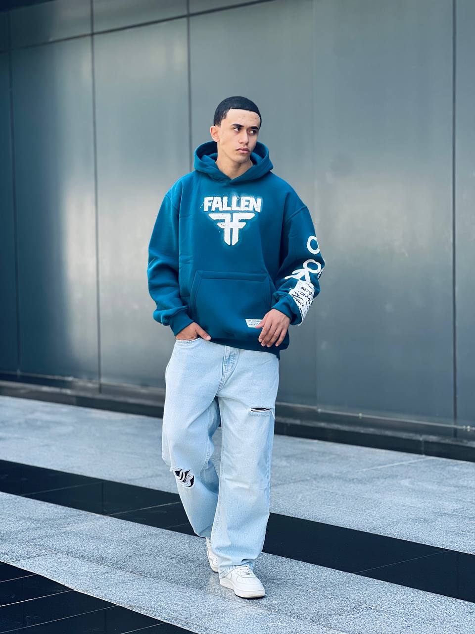 indigo oversized hoodie