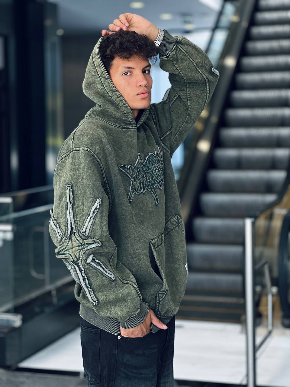 Washed Olive Oversized hoodie