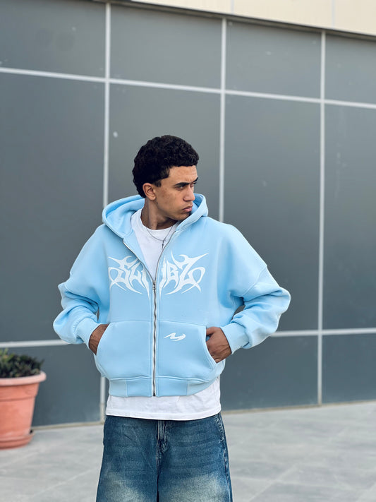 Boxy baby blue zipper