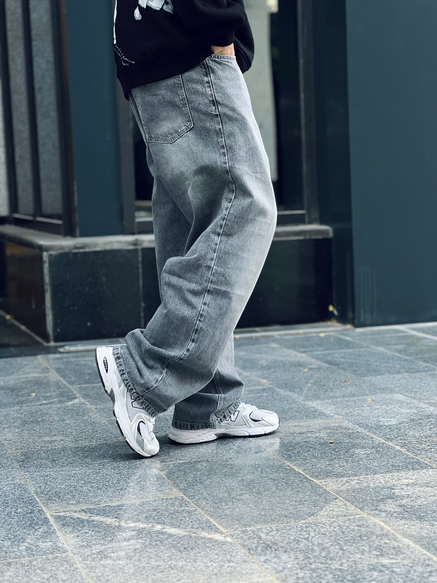 Gray Basic Wide Leg