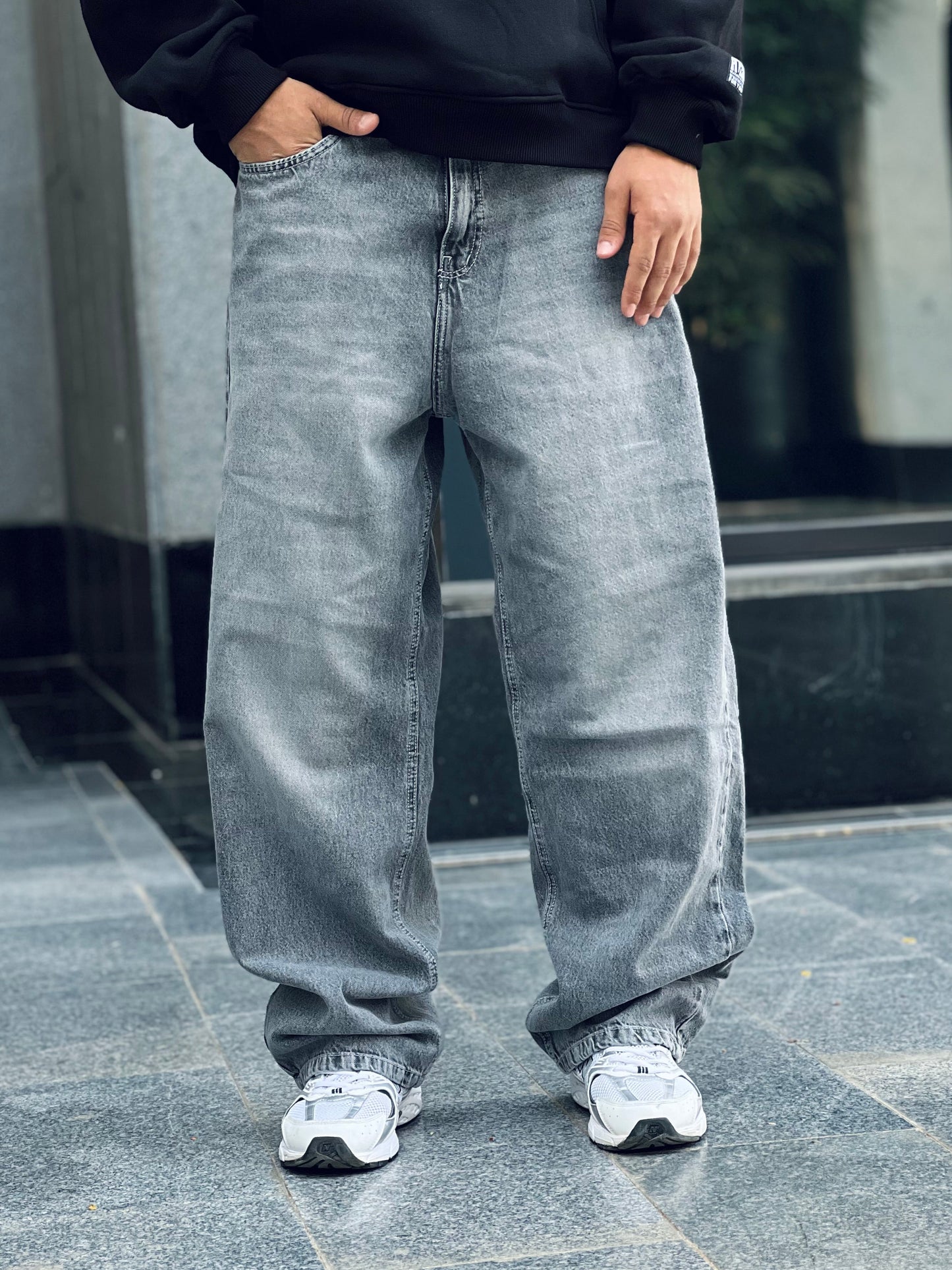 Gray Basic Wide Leg