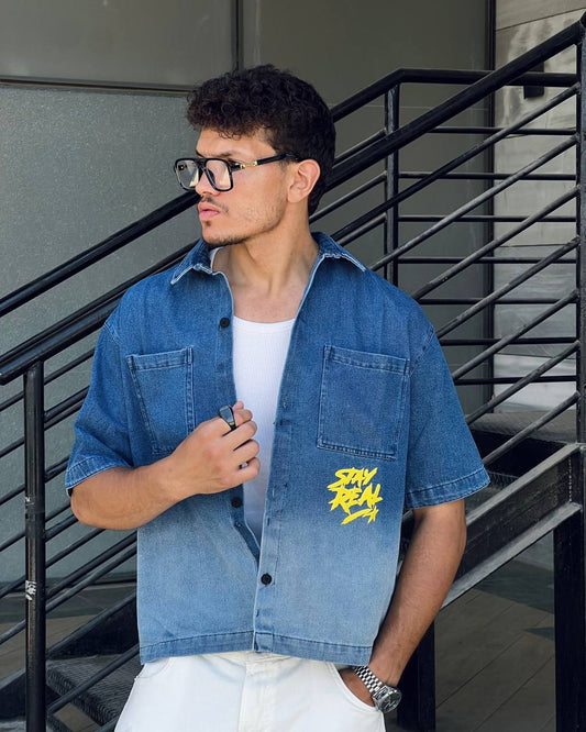 Blue Boxy jeans shirt