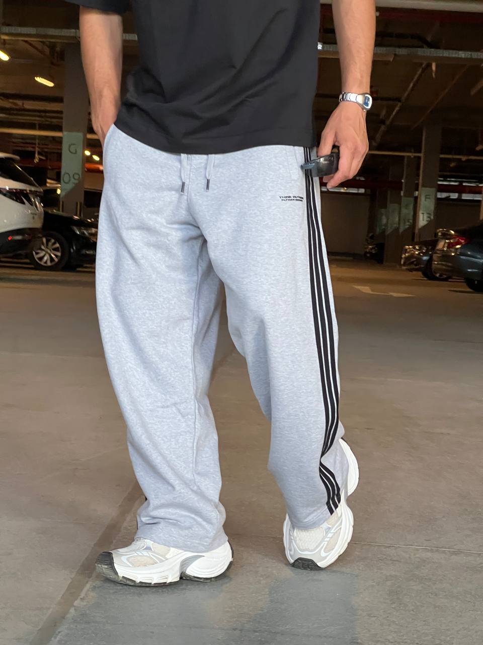gray oversized sweatpants