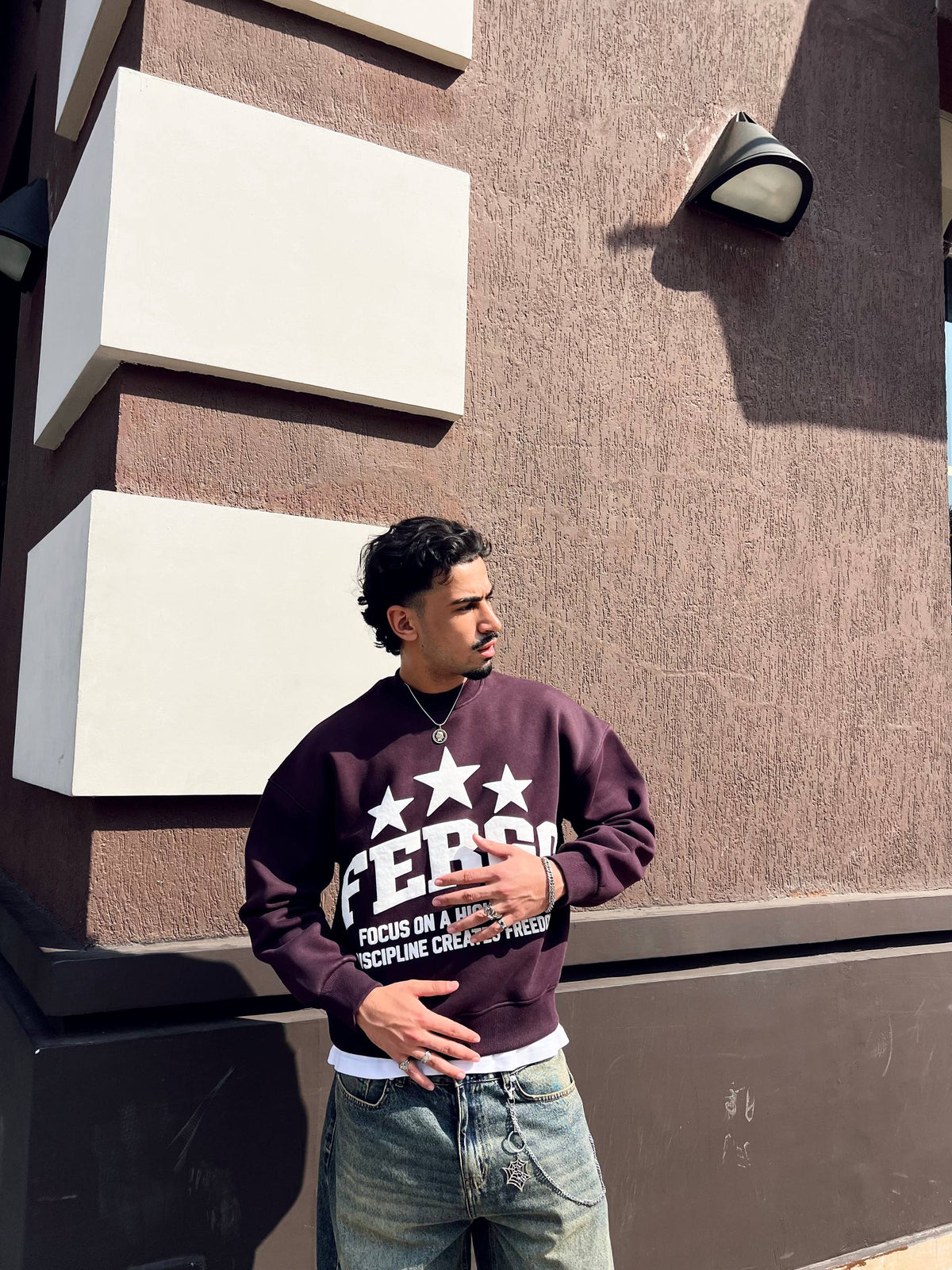 Triple Star Crewneck – Burgundy