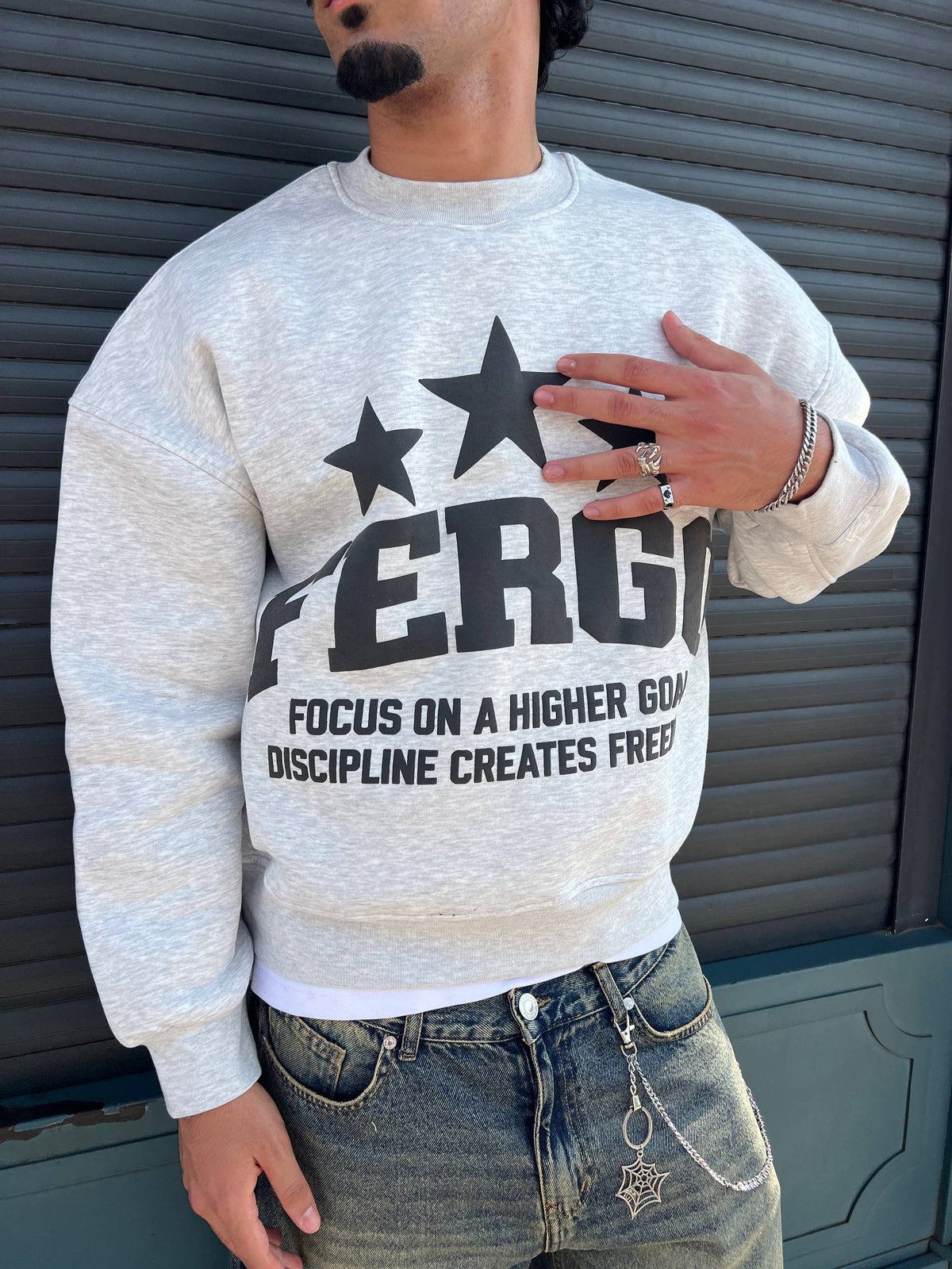 Triple Star Crewneck – Gray