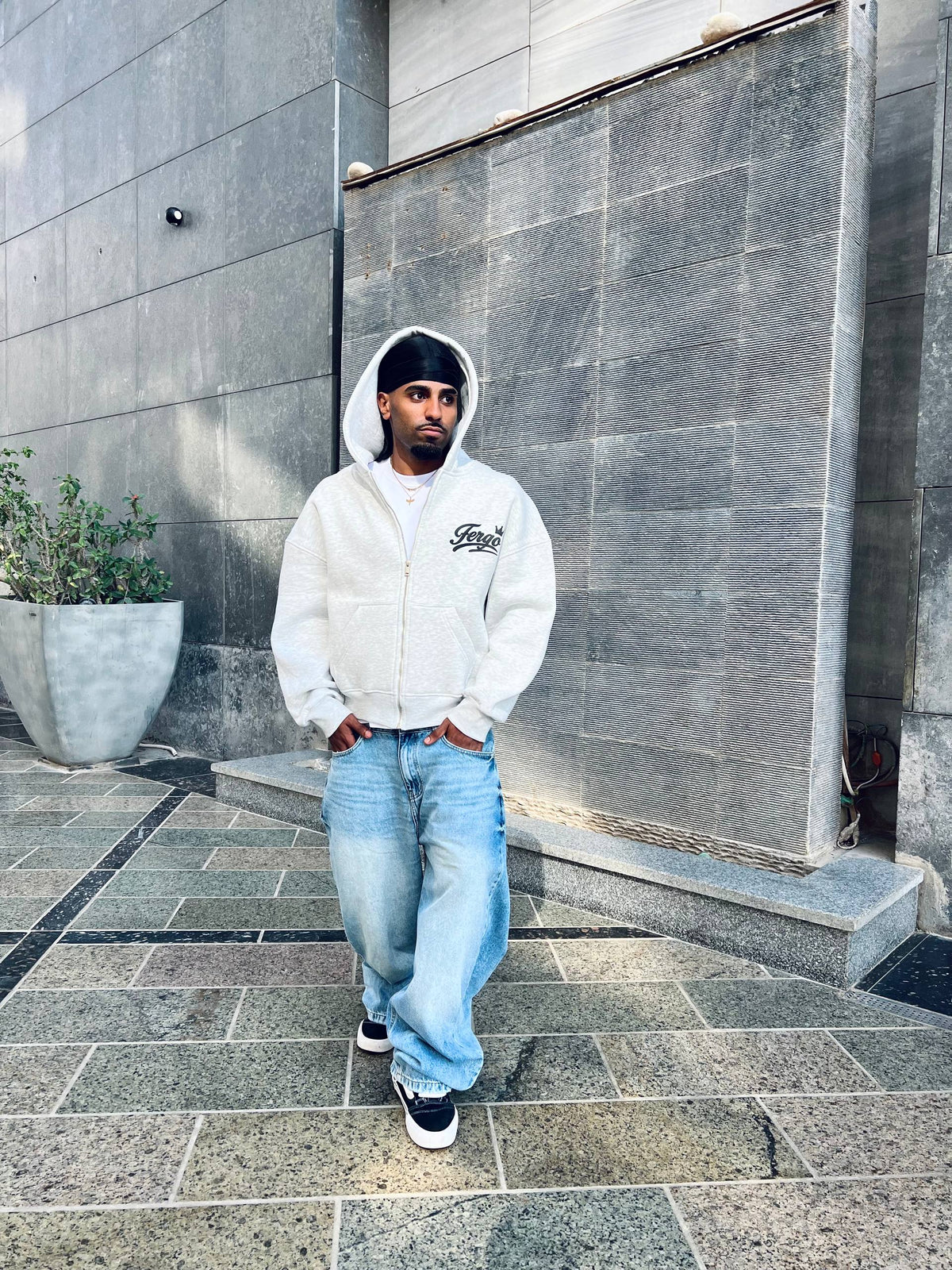 Crown Zipper Hoodie-Gray