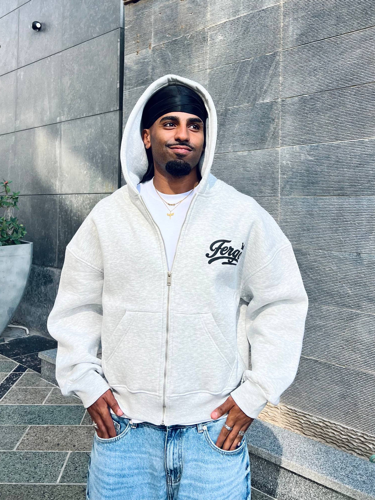 Crown Zipper Hoodie-Gray