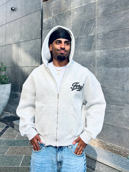 Crown Zipper Hoodie-Gray