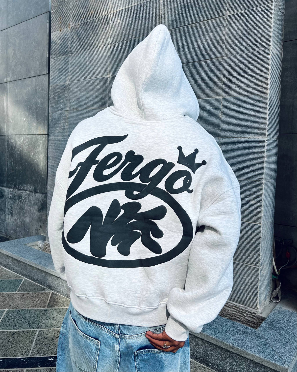 Crown Zipper Hoodie-Gray
