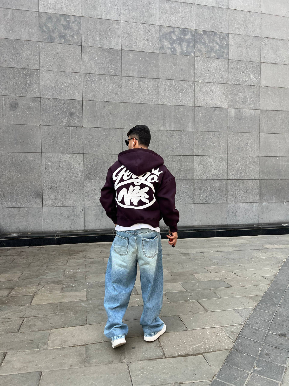 Crown Zipper Hoodie-Burgundy