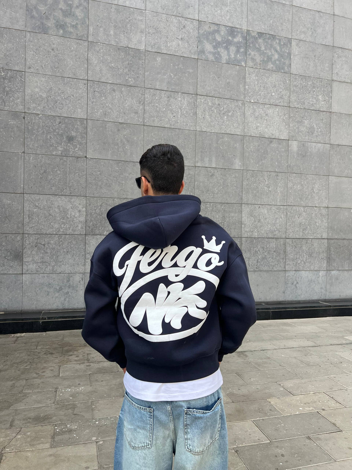 Crown Zipper Hoodie-Navy