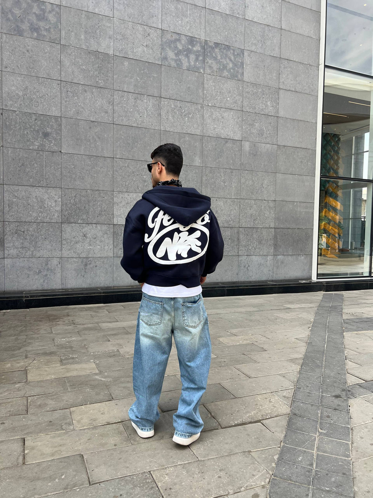 Crown Zipper Hoodie-Navy
