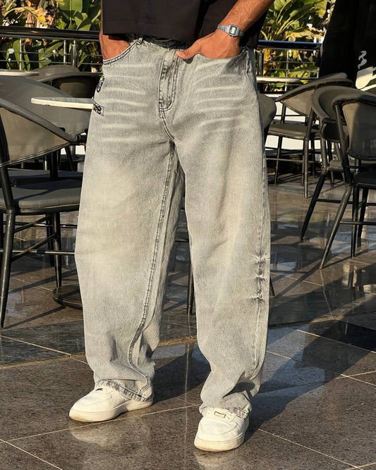 Gray Wide Leg Jeans