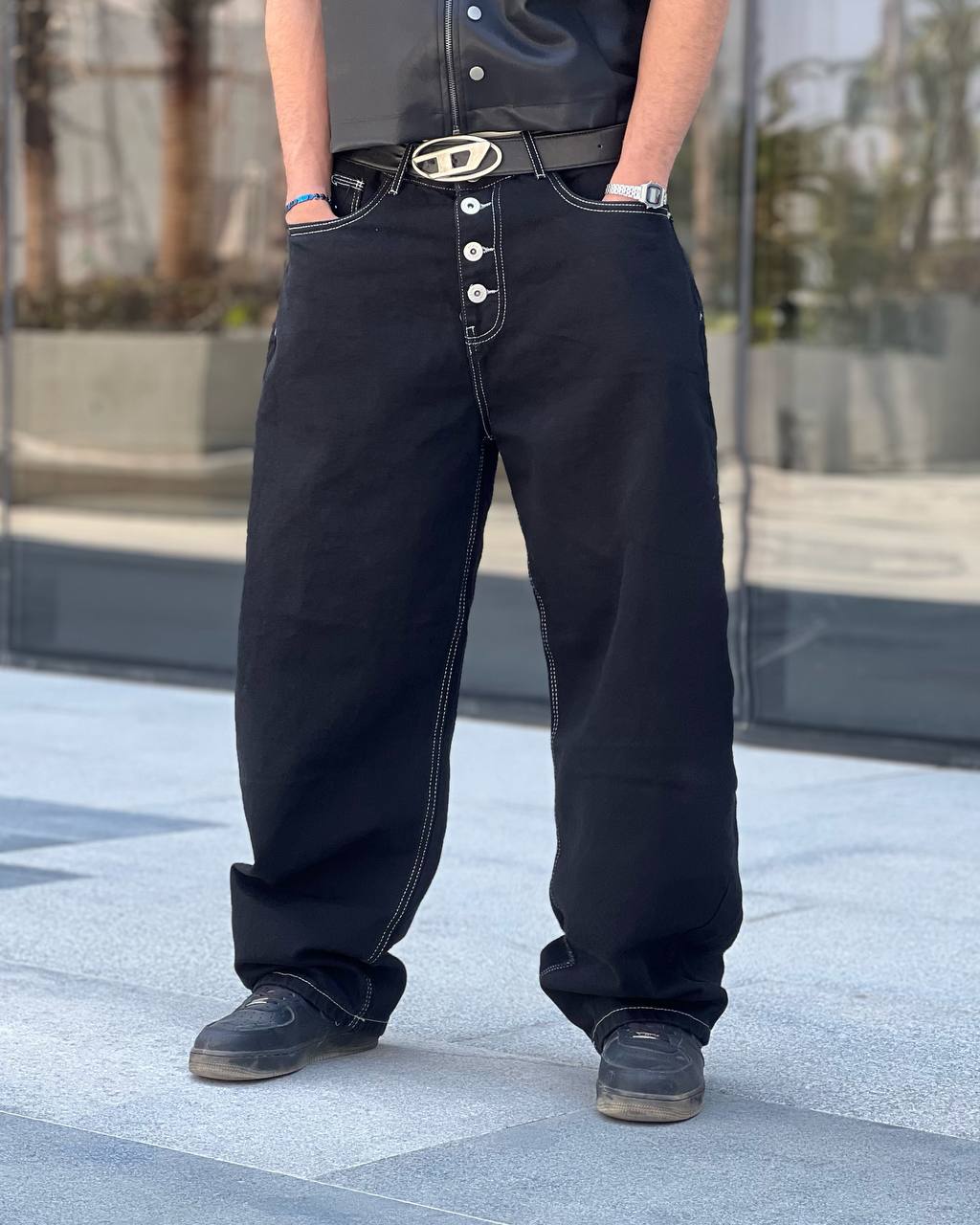 Black Denim Wide Leg