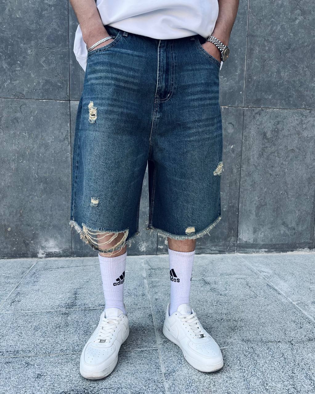 dark washed jorts