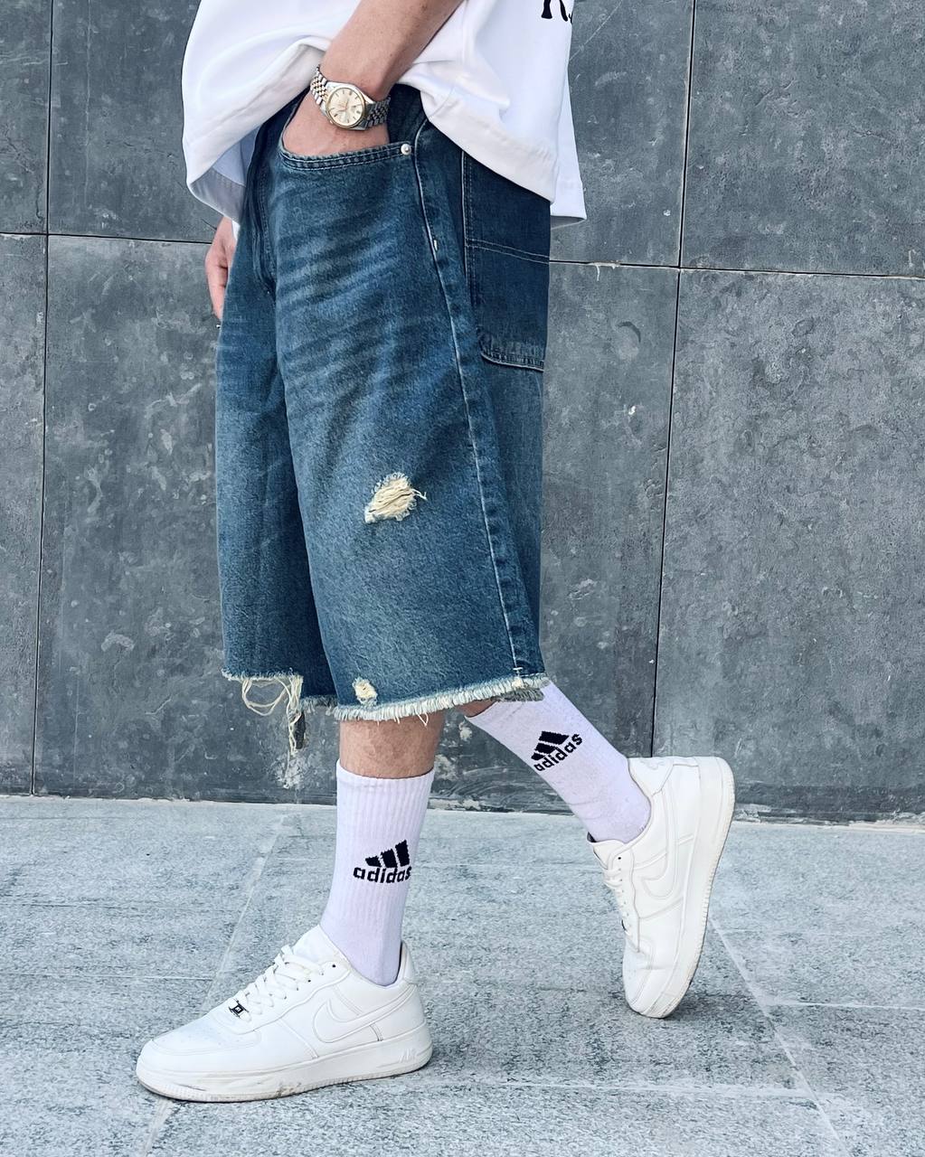 dark washed jorts
