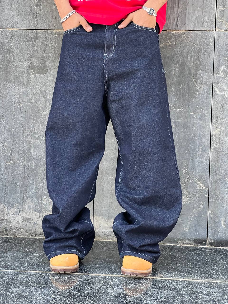 blue denim super baggy