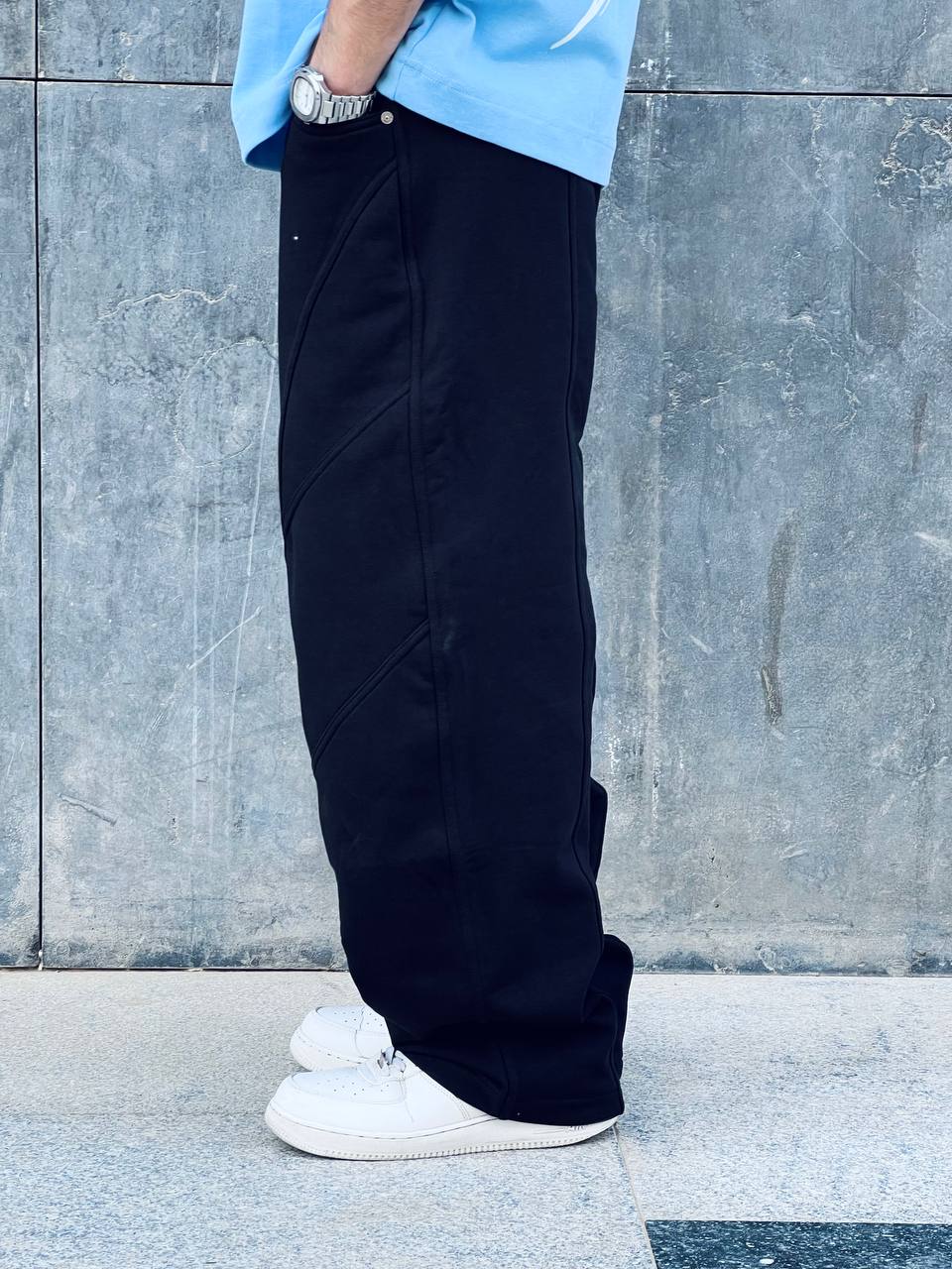 black wide leg sweatpants